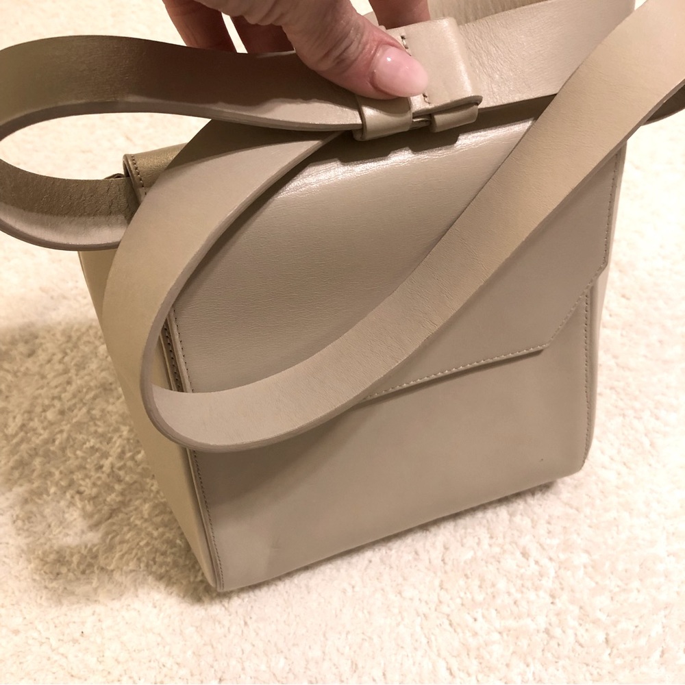 COS leather structured crossbody bag,bone, EUC